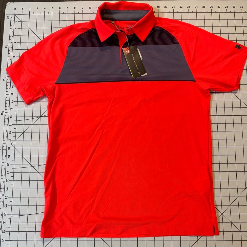NWT Under Armour Golf Men’s Size Medium Orange Threadborne Polo Shirt‎